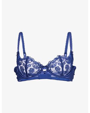 Lounge Underwear Attract Balcony Lace Bra - Blue