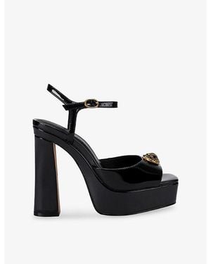 Kurt Geiger Chelsea Platform Faux-Leather Heeled Sandals - Black