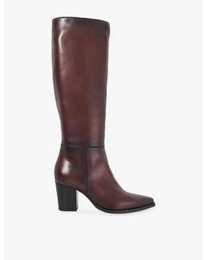 Dune Tenna Smart Heeled Leather Knee-High Boots - Brown