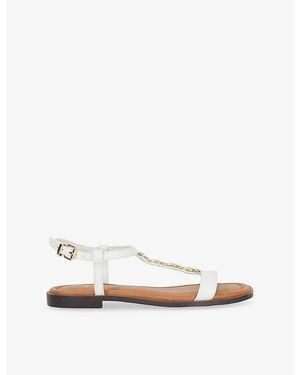 Dune Lollipops Chain-Detail Leather Sandals - White