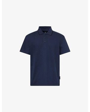 On Shoes Midnight, Courtside Ribbed-Trim Woven Polo Shirt - Blue