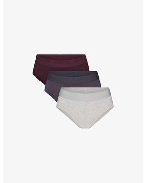 Skims Stretch Pack Of Three Modal-Jersey Briefs - Purple