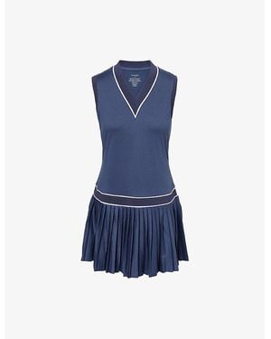 Varley Jouri Court Pleated Woven Mini Dress - Blue