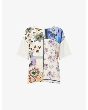 Weekend by Maxmara Graphic Print Silk And Cotton-Jersey T-Shirt - Blue