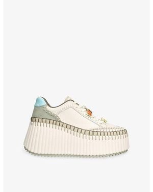 Chloé Nama Runner Platform Leather Trainers - Natural