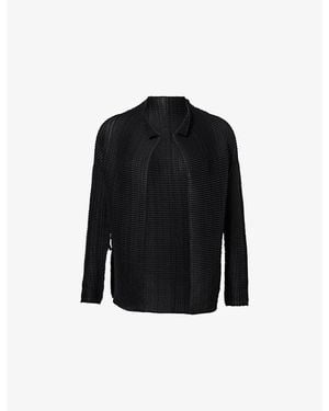 Issey Miyake Woolly Pleats Knit Cardigan - Black