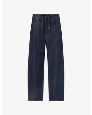 FRAME Drawstring-Waistband Bow Wide-Leg Denim Jeans - Blue