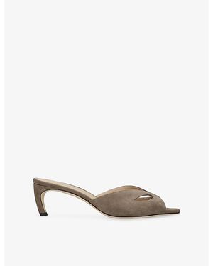 Victoria Beckham Harlow Mask 55 Suede Mules - Grey