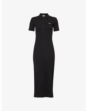 Lacoste Short-Sleeve Polo Cotton-Jersey Maxi Dress - Black