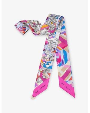 BVLGARI Polychroma Shelley Printed Silk-Twill Scarf - Pink