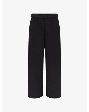 Skims Classic Straight-Leg Cotton-Fleece Trousers - Blue