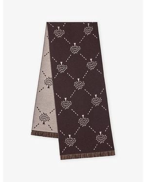 Mulberry Diamond Tree Jacquard Wool Scarf - Brown
