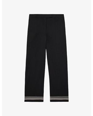Reiss Cat Stripe-Print Tapered Cotton Trousers - Black
