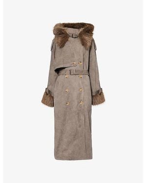 Jaded London Xl Hooded Cotton Trench Coat - Natural