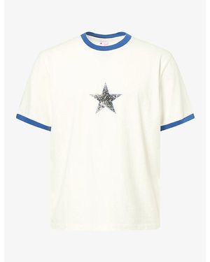 Twojeys Single Star Two-Tone Graphic Cotton-Jersey T-Shirt - White