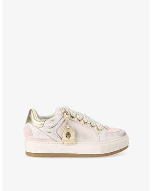 Kurt Geiger Southbank Tag Metallic Leather Trainers - White