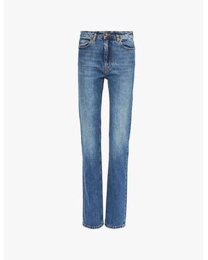 Roberto Cavalli Logo-Embroidery Straight-Leg Stretch-Denim Jeans - Blue