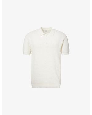 Arne Ribb Button Polo Shirt - White