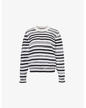 Barrie Loch Ripples Striped-Print Cotton And Cashmere-Blend Sweater - White
