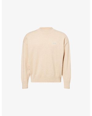 Lounge Underwear Brand-Patch Round-Neck Knitted Jumper - Natural