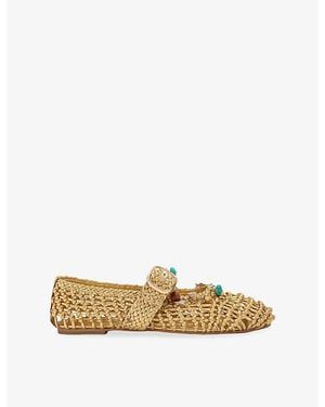 KG by Kurt Geiger Naomi Charm Leather Ballet Flats - Natural