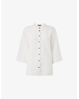 Whistles Grandad-Collar Linen Shirt - White