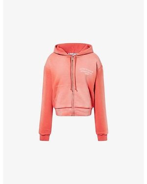 Acne Studios Sprayed Logo Zip-Through Cotton-Jersey Hoody - Red