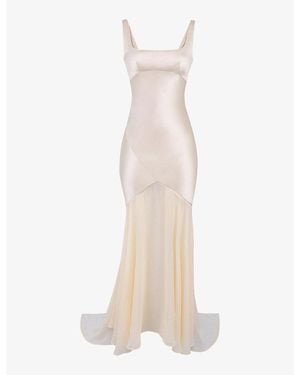 House Of Cb Vittoria Chiffon-Skirt Satin Maxi Dress - Natural