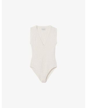 Claudie Pierlot V-Neck Jacquard Knitted Bodysuit - White