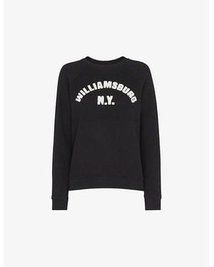 Whistles Williamsburg Logo-Embroidered Long-Sleeve Cotton Sweatshirt - Black