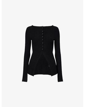 Free People East Side Fine-Rib Knitted Cardigan - Black