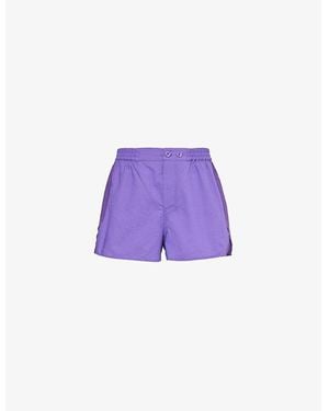 Hay Outline Relaxed-Fit Mid-Rise Cotton Pyjama Shorts - Purple