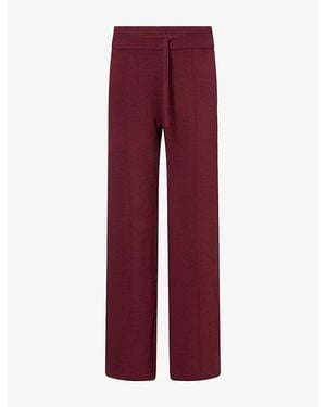ADANOLA Straight-Leg Trim Knitted Pants - Red
