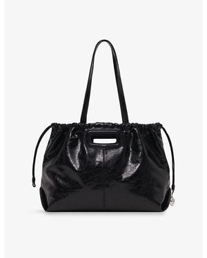 Maje M Crackled Leather Tote Bag - Black