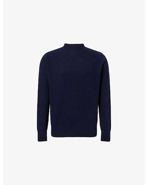 Sunspel Shetland Crew Neck Wool Jumper - Blue