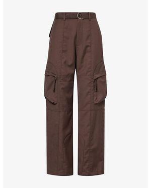 Frankie Shop Kelly Woven Cargo Trousers - Brown