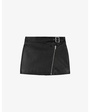 The Kooples Zip-Up Leather Mini Skirt - Black