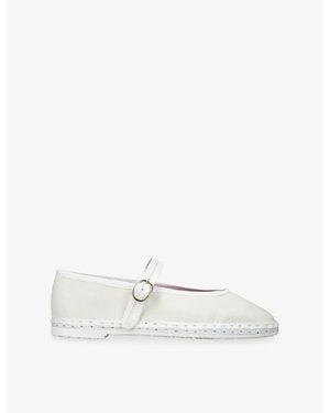 Flabelus Pierre Woven Mary Jane Flats - White