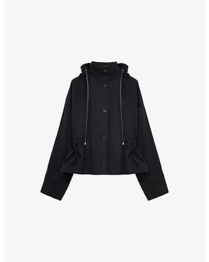 Loewe Hooded Flared-Hem Cotton-Blend Jacket - Black