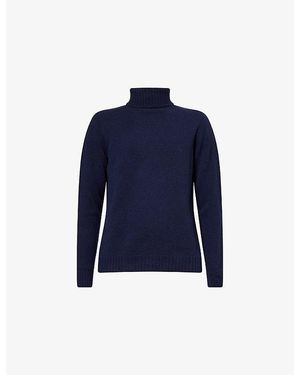 John Smedley Faisal Turtleneck Cashmere And Wool Jumper - Blue