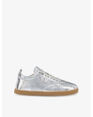 Christian Louboutin Tutti Rui Metallic-Leather Low-Top Trainers - White