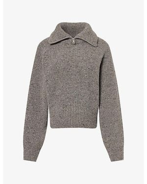 Samsøe & Samsøe Saamandy Zip Turtleneck Wool-Blend Jumper - Grey