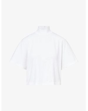 Alaïa High Neck Cotton Top - White