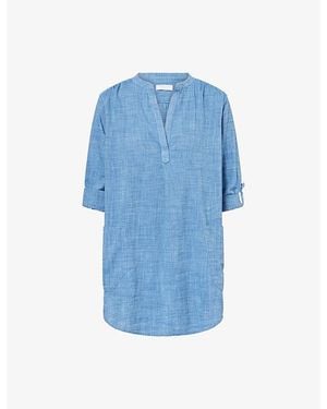 Seafolly Boyfriend Cotton Beach Shirt - Blue