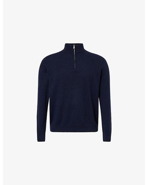 Sunspel Half-Zip Knitted Cashmere Jumper - Blue