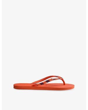 Havaianas Slim Glow Embellished Rubber Flip-Flops - Red