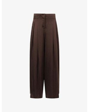 Twp Drew Wide-Leg Stretch-Silk Trousers - Brown