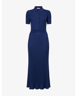 Gabriela Hearst Amor Ribbed Cashmere-Silk Knitted Midi Dress - Blue