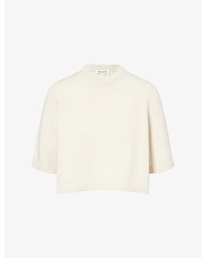 Alaïa Cropped High-Neck Cashmere Jumper - White