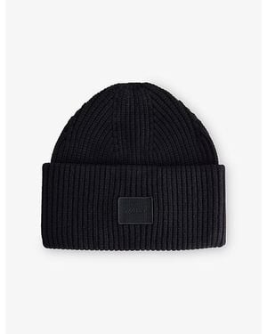 Varley Carly Logo-Patch Rib-Knit Beanie - Blue
